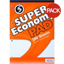 Silvine Super Economy Narrow A4 Refill Pad (Pack of 3) - Yellow/Black - One Size