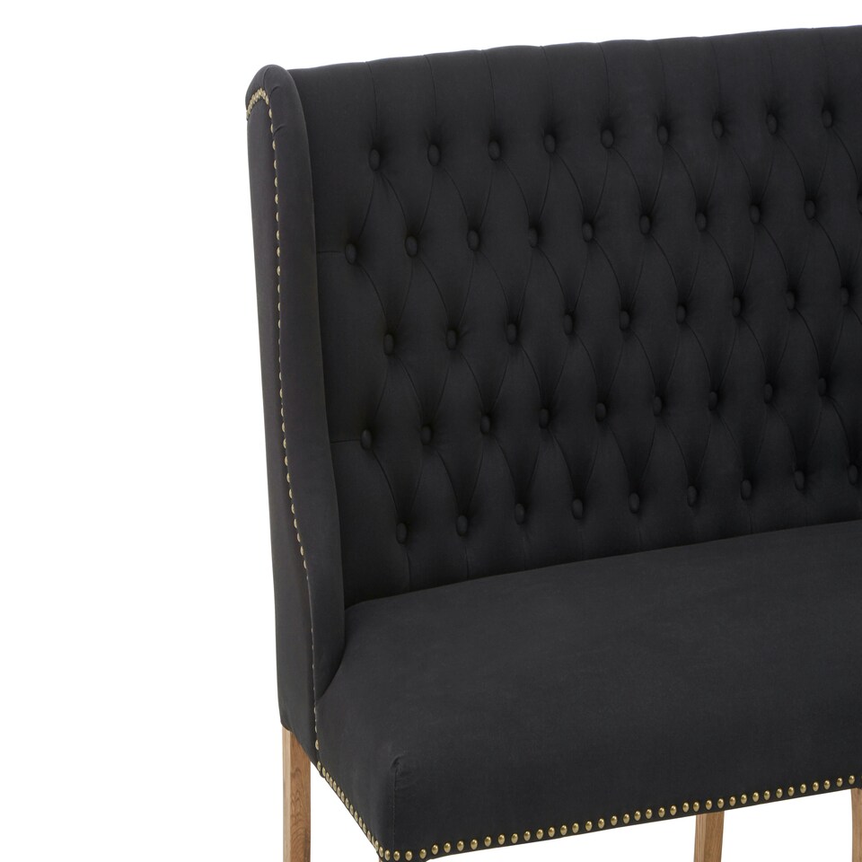 image 1 of Interiors By Premier 2 Seat Black Bench With Cabriole-Style Legs,Luxe Dining Bench,Spacious Patio Settee,Wooden Bench For Bedroom Black
