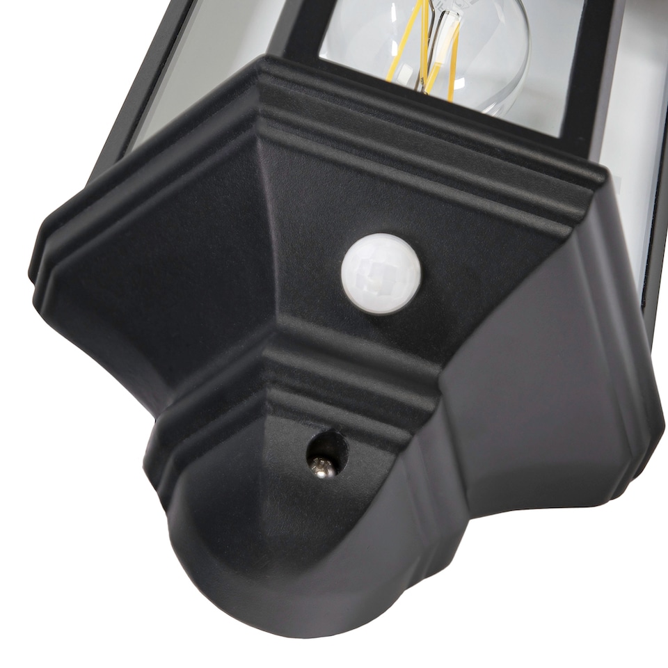image 1 of Traditional PIR Sensor Outdoor Wall Light with Matt Black Metal Die-Cast Frame | Black