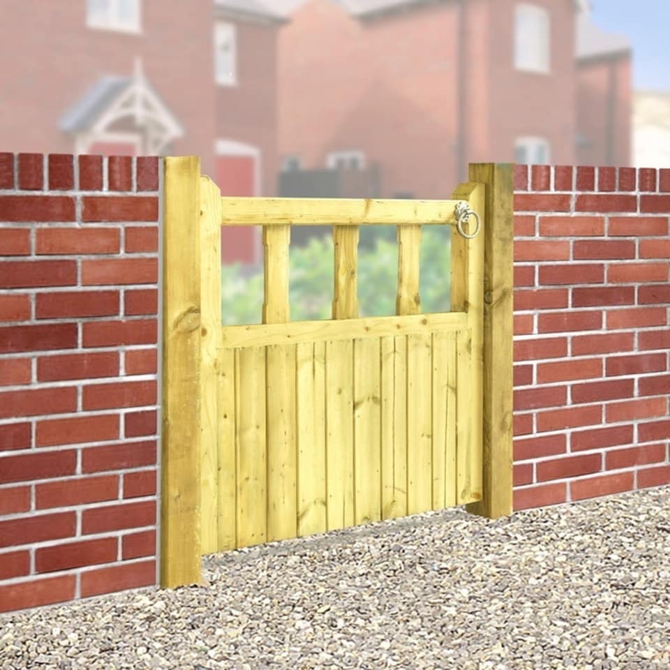 Quorn Single Garden Gate - Pressure Treated Scandinavian Redwood - W900 x H900 mm Brown