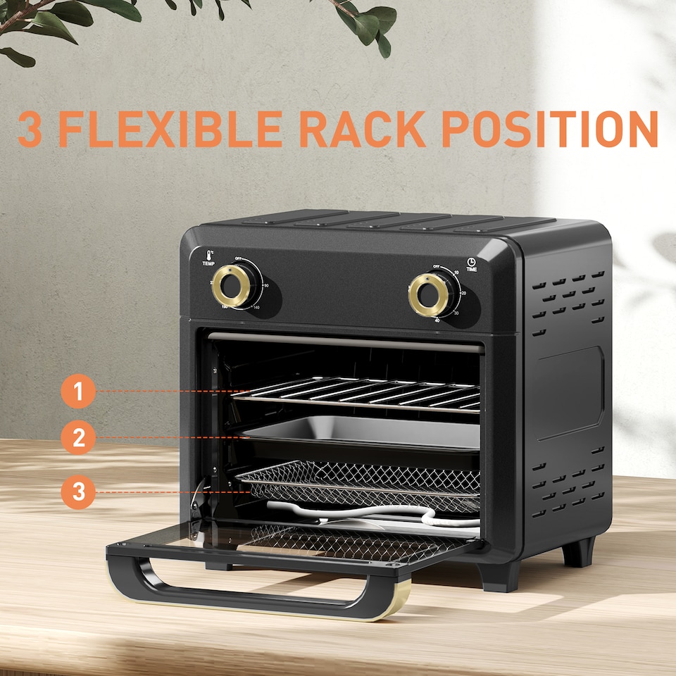 image 1 of HOMCOM 10L Air Fryer Oven, Electric Oven, Grill, Roast, Bake, 1000W, Black