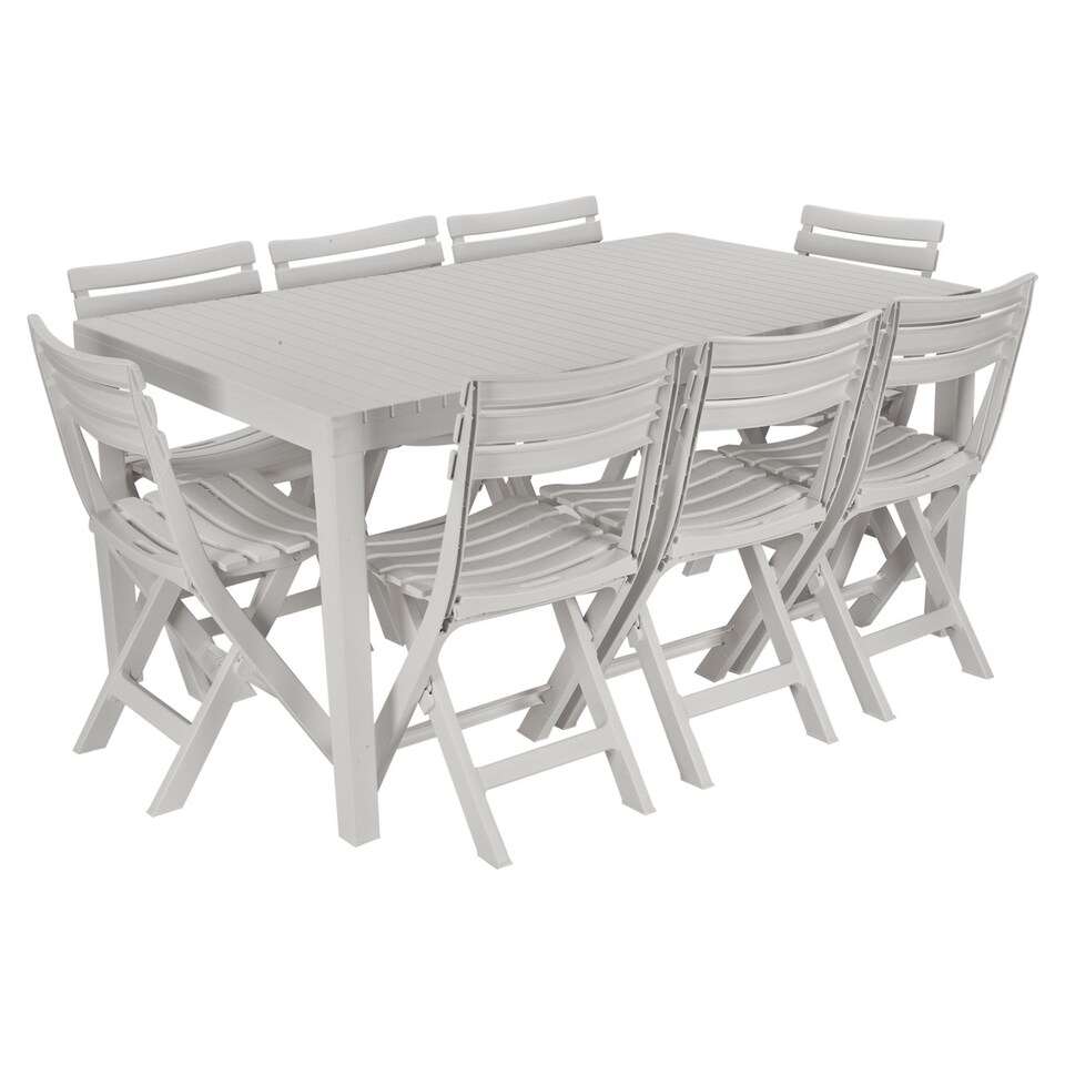 image 1 of Large 2.2M 10-Seater Plastic Adjustable Outdoor Dining Table | White | 1