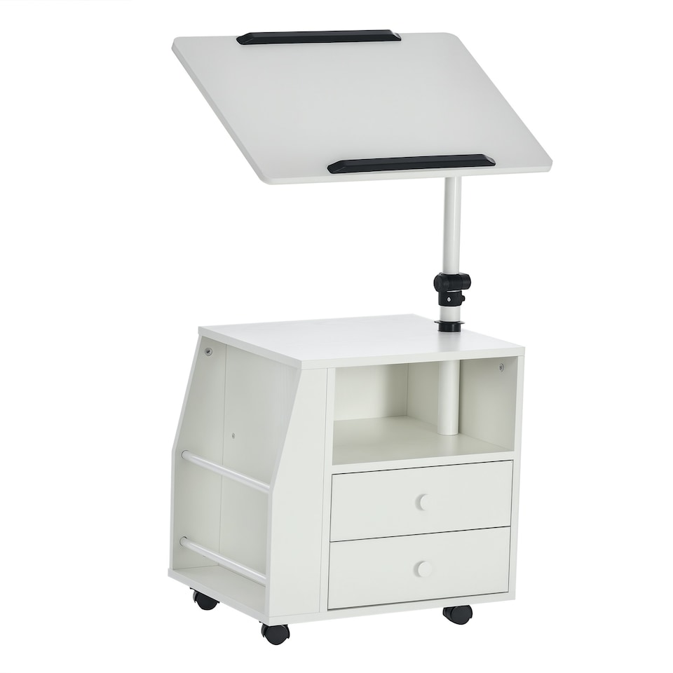 image 1 of HOMCOM End Table Nightstand 360° Adjustable Height and Angle P2 Particle Board