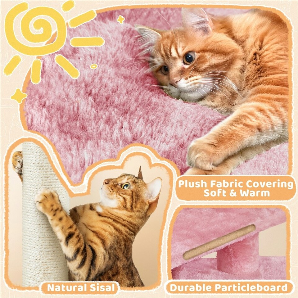 image 1 of Yaheetech 86.5 cm Plush Cover Cat Tree with Condo Pink
