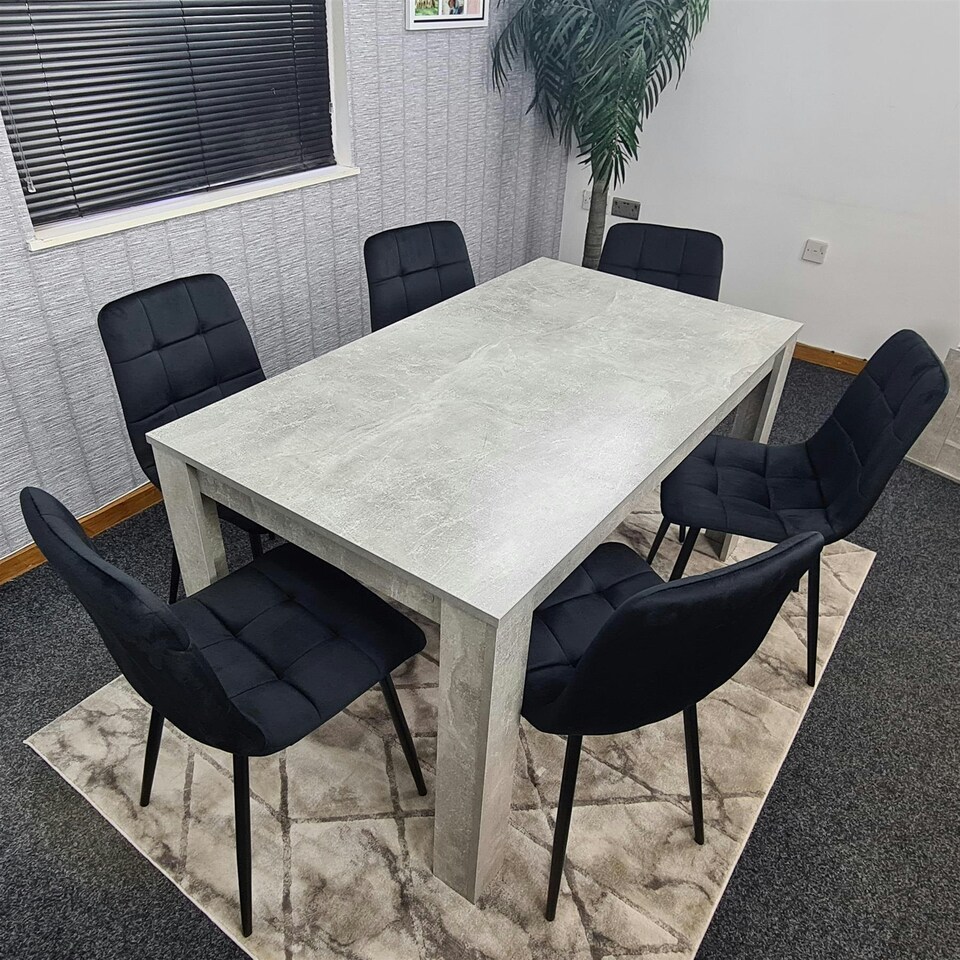 image 1 of Dining Table Set with 6 Chairs Dining Room and Kitchen table set of 6 Grey