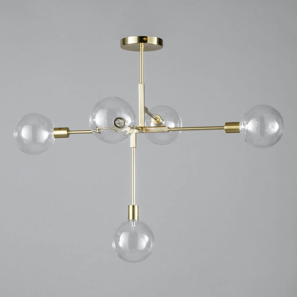 image 1 of BHS Hennock 5 Light Flush Ceiling Light | Gold | Brass | 1