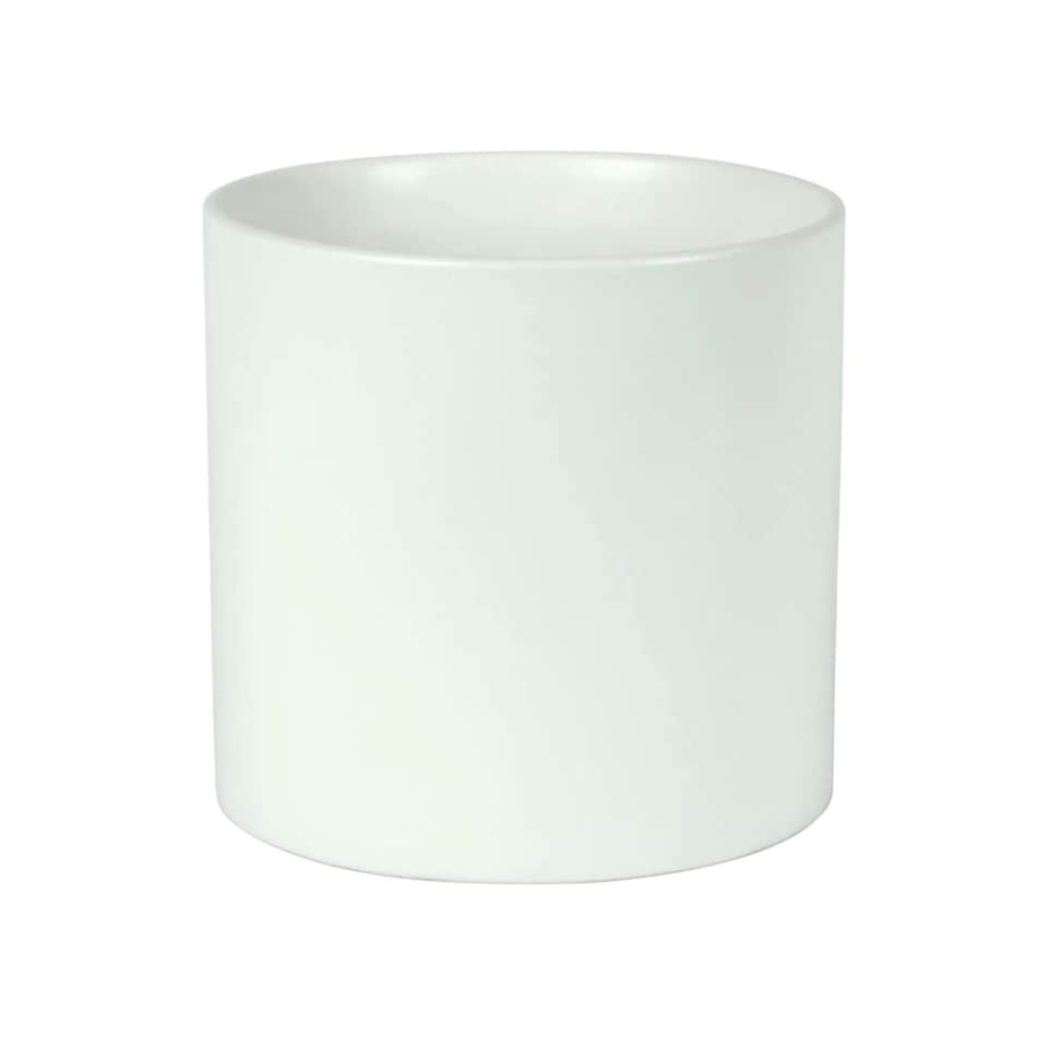 image 1 of Matte White Ceramic Indoor Plant Pot, Cachepot - H17 x W17.5cm White