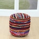 image 2 of Homescapes Multi Coloured Folk Woven Bean Filled Pouffe Circular - 45 cm | Multi | 45 x 40 cm