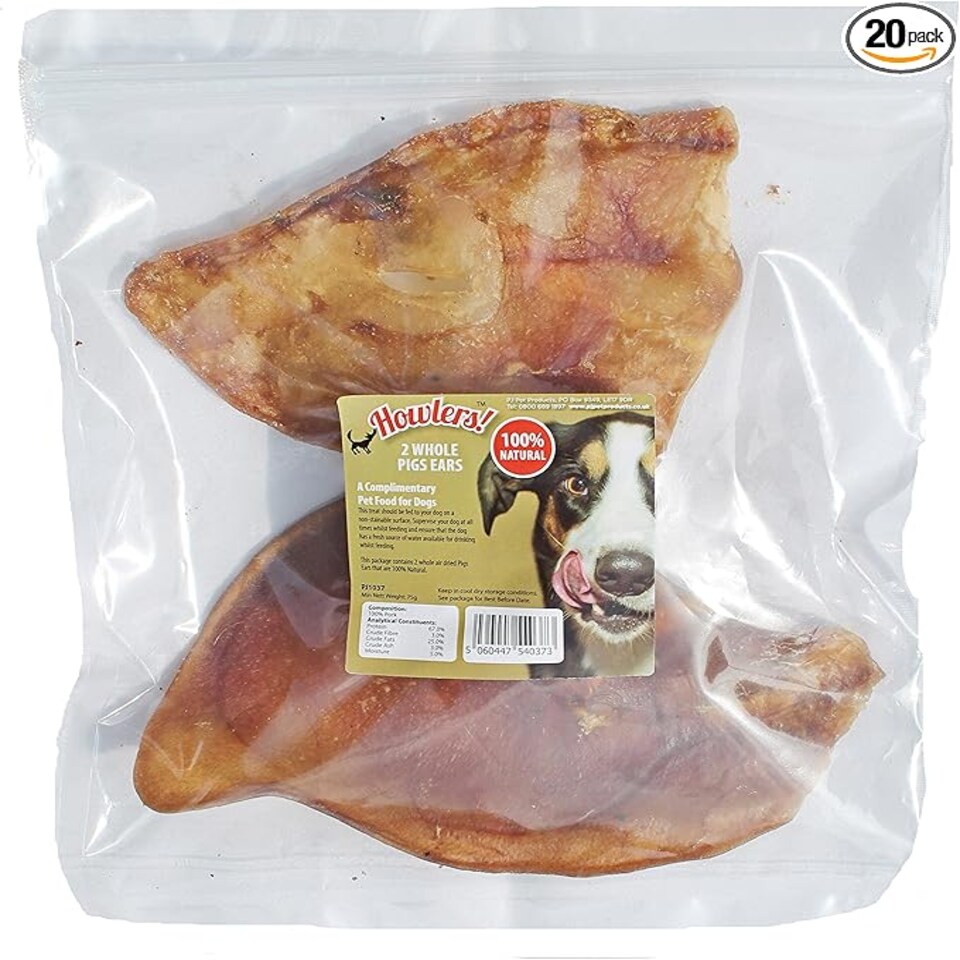 Howlers Howlers 20 Pigs Ears Chews All Breeds Adult pet food packaging