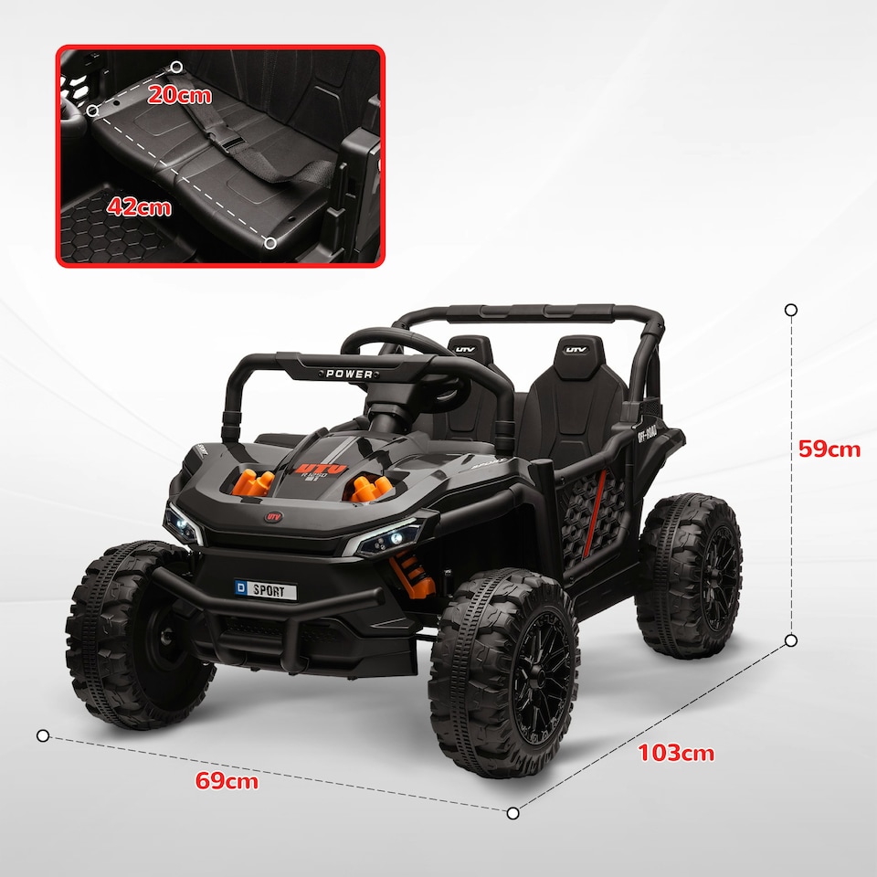 image 1 of AIYAPLAY Kids Ride on Car, 12V Electric Truck w/ Horn, Lights, USB, Black