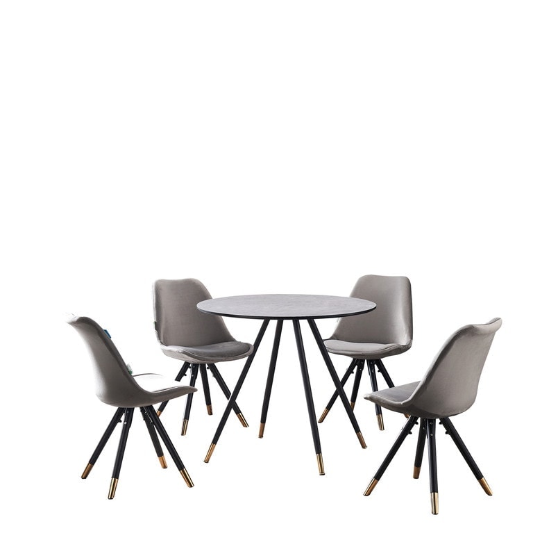 Sofia Dorchester LUX Dining Set â Sleek Grey Dining Table with Set of 4 Chairs, Modern Elegant Design for Stylish Dining Rooms Grey Dark Grey