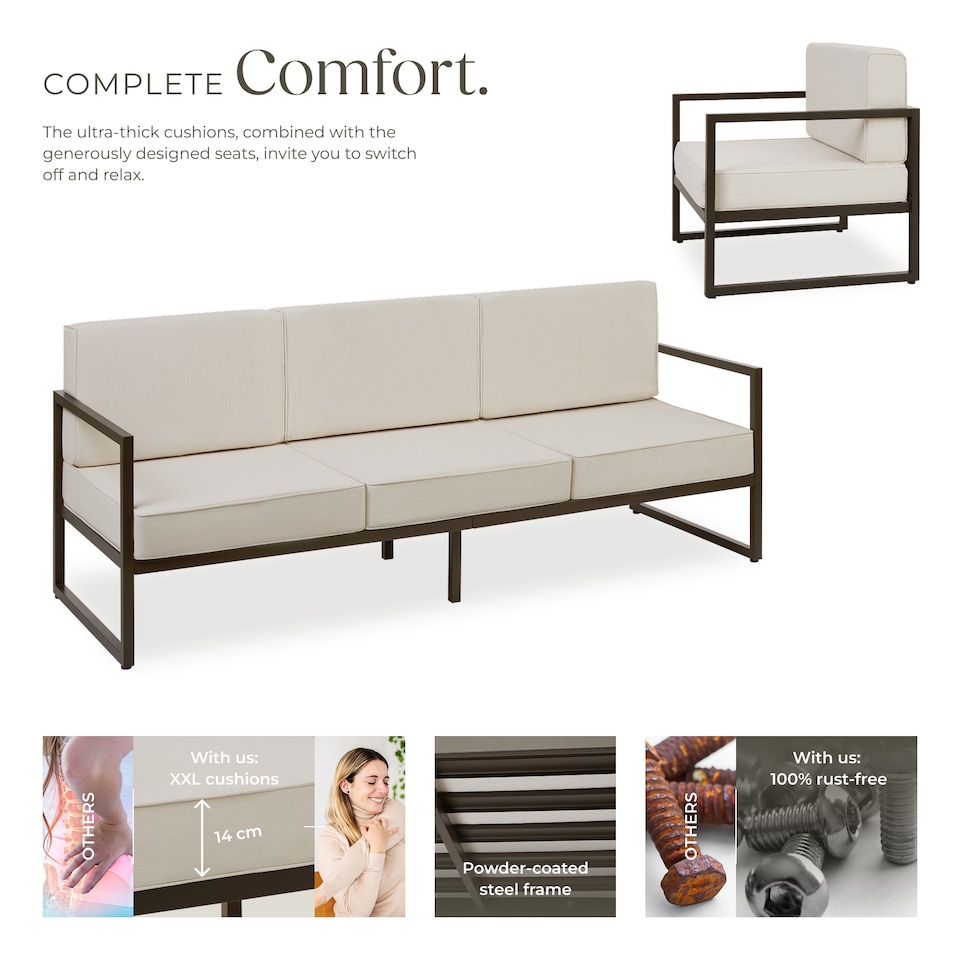 image 1 of Garden Furniture Comosa - for 7 people, XXL padding, 2 sofas, 1 armchair