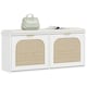image 1 of HOMCOM Boho Shoe Bench with Padded Seat and 2 Flip-Drawers, White | White | White