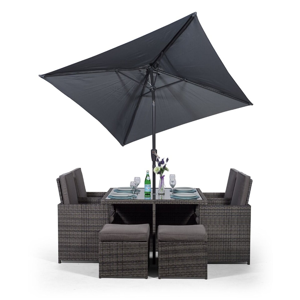 image 1 of Giardino 4 Seater Rattan Cube Dining Set | Grey | Grey