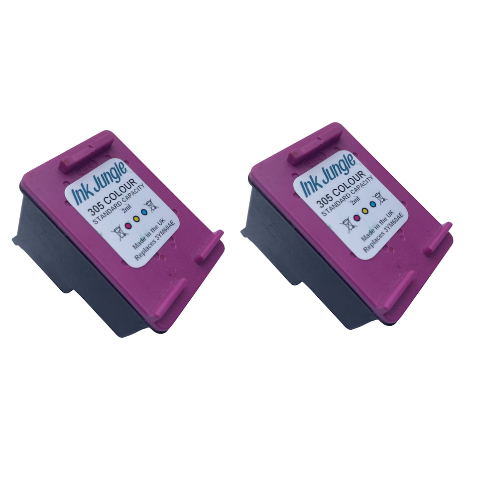image 1 of 2x Ink Jungle 305 Colour Refilled Ink Cartridges - Replaces HP 305 Colour