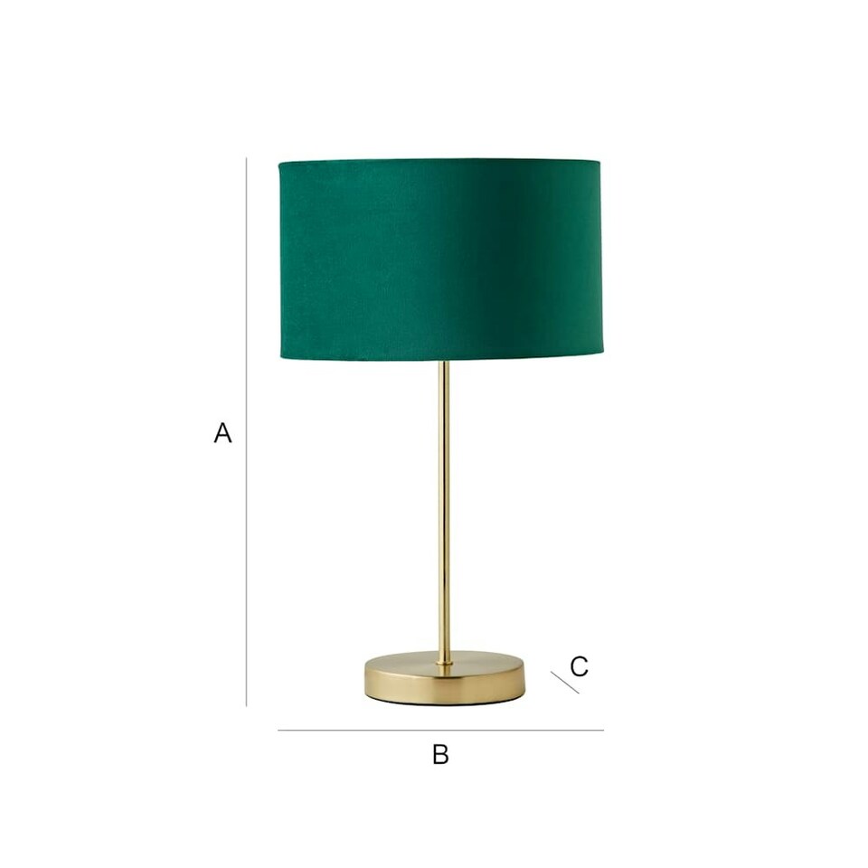 image 1 of ValueLights Charlie Gold Table Lamp Green Velvet Shade