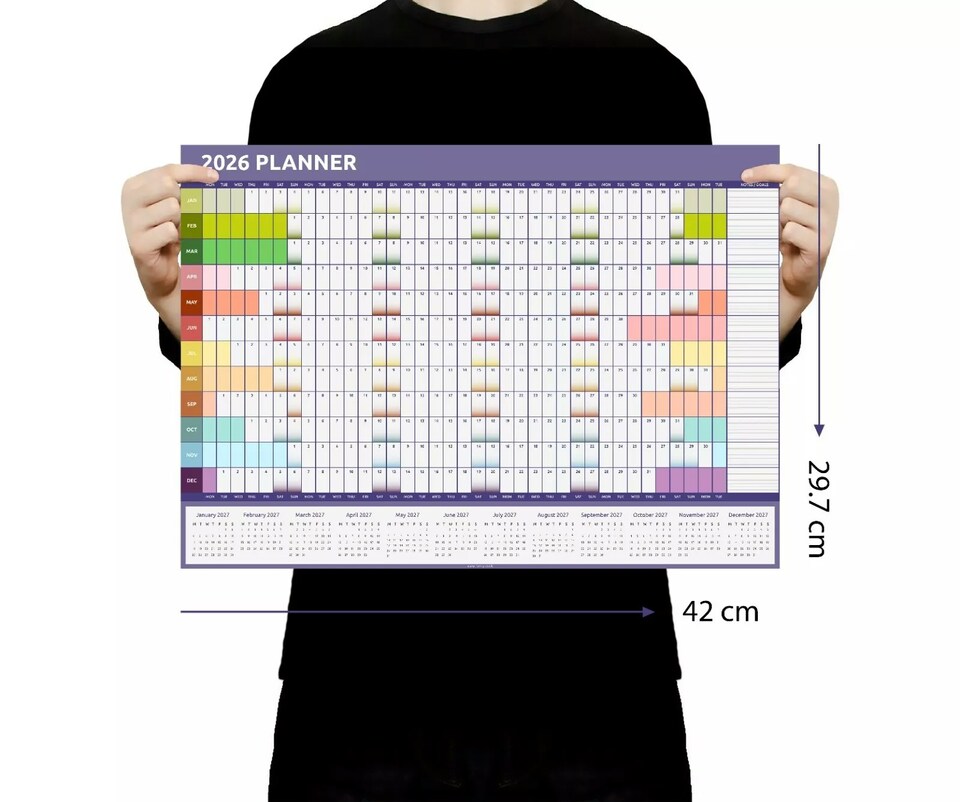image 1 of A3 2026 Wall Planner Rainbow Design