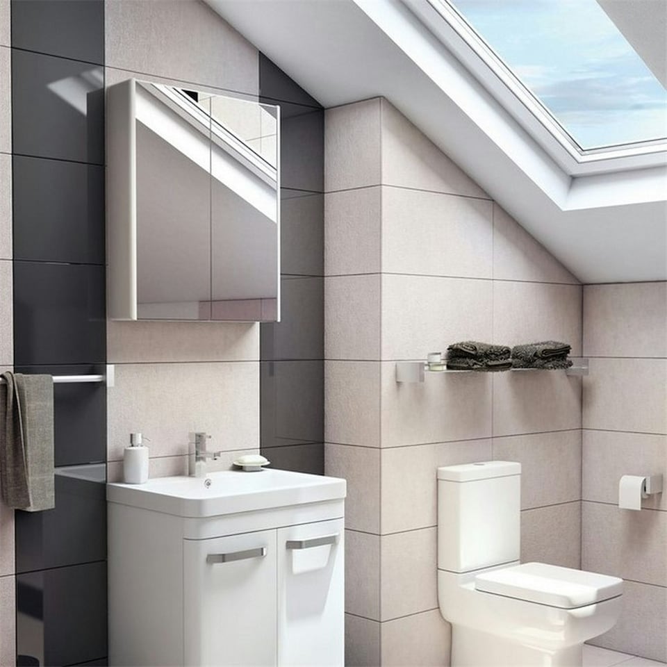 image 1 of 800mm 2 Door Bathroom Mirror Cabinet- White Gloss- (Choice) White