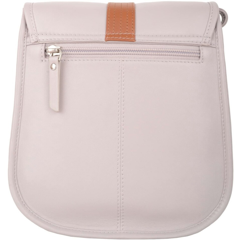 image 1 of Genuine Soft Leather Sadle Bag Style Crossbody Shoulder Handbag White | Ivory