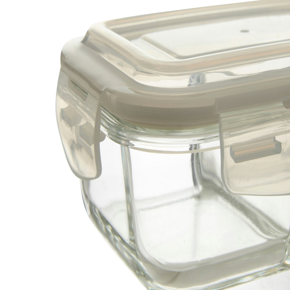 image 1 of Interiors by Premier 2-Section Square Glass Container with Lid – 520ml, Borosilicate Glass with Airtight Silicone Seal
