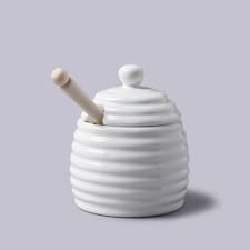 W.M.Bartleet & Sons Honey Pot with Wooden Dipper White