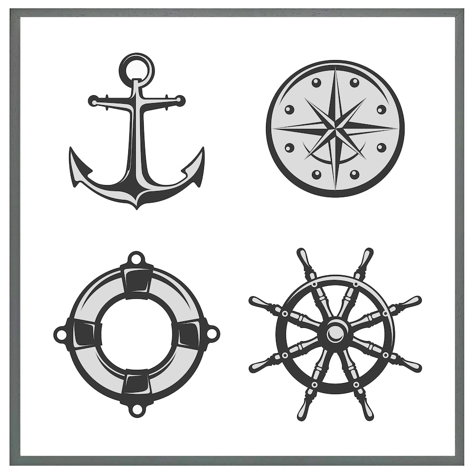 image 1 of Nautical icons (Picture Frame) Black | L