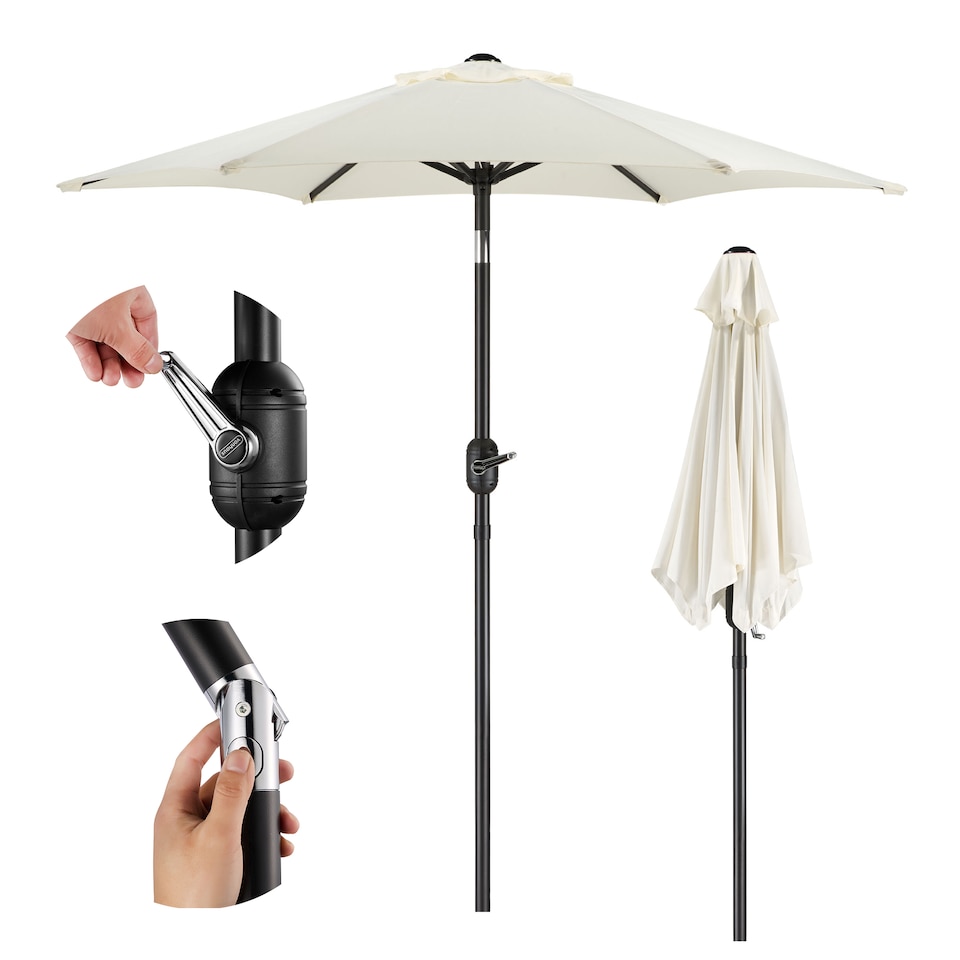 image 1 of VonHaus Ivory Steel Parasol 2M Hand Crank & Tilt Function