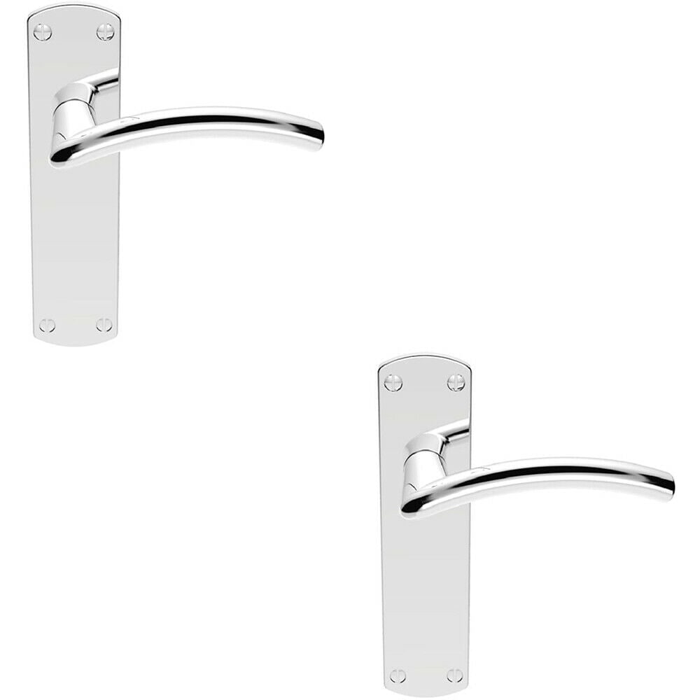 Loops 2x Arched Lever on Latch Backplate Door Handle 170 x 42mm Polished Chrome