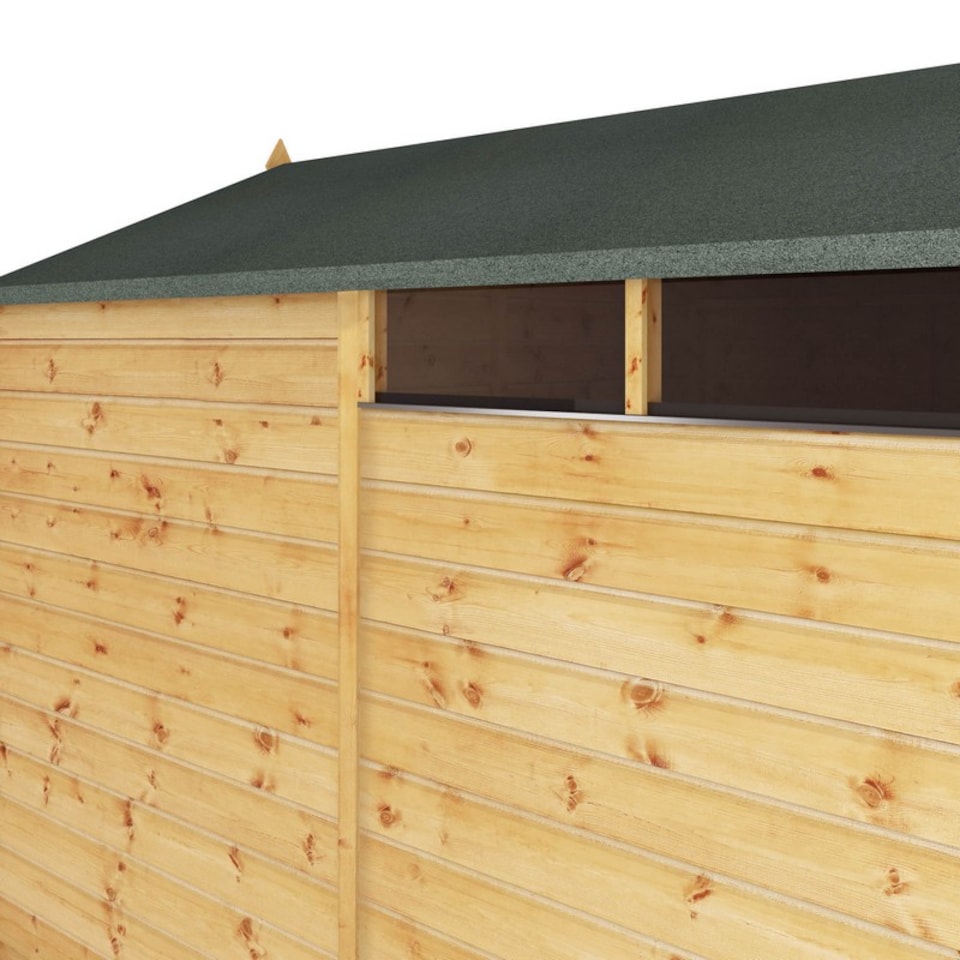 image 1 of 8 x 6 Feet Shiplap Security Apex Shed - Timber - L240.8 x W189.2 x H198.9 cm - Brown | Brown
