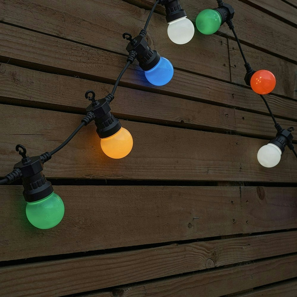 image 1 of ValueLights 3 Pack IP44 Rated 11.7M Integrated Festoon Multicoloured LED Lights Warm White Multi