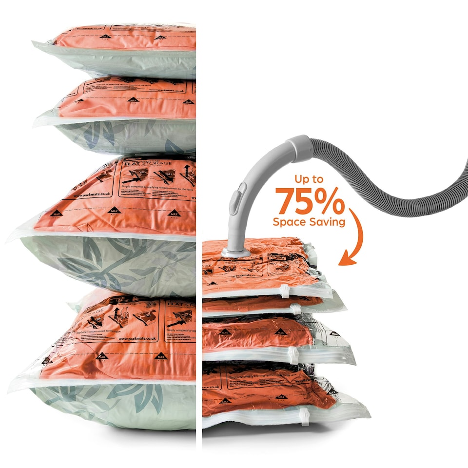 image 1 of Packmate 2pc Large Flat Vacuum Storage Bag Set (55 x 80cm) Clear