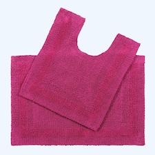 Homescapes Luxury Reversible Cotton Bath Mat Set - Raspberry | Pink
