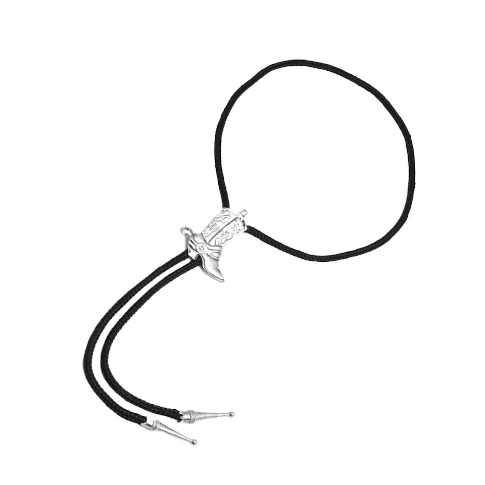image 1 of Bristol Novelty Cowboy Boot Bootlace Tie - Black/Silver - One Size One Size