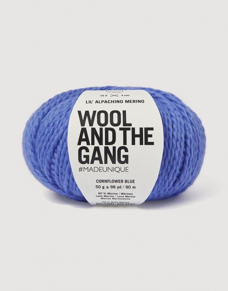 Wool and the Gang Blue Lil Alpachino Merino DK Yarn For Crochet, Knitting - per 50 gram ball