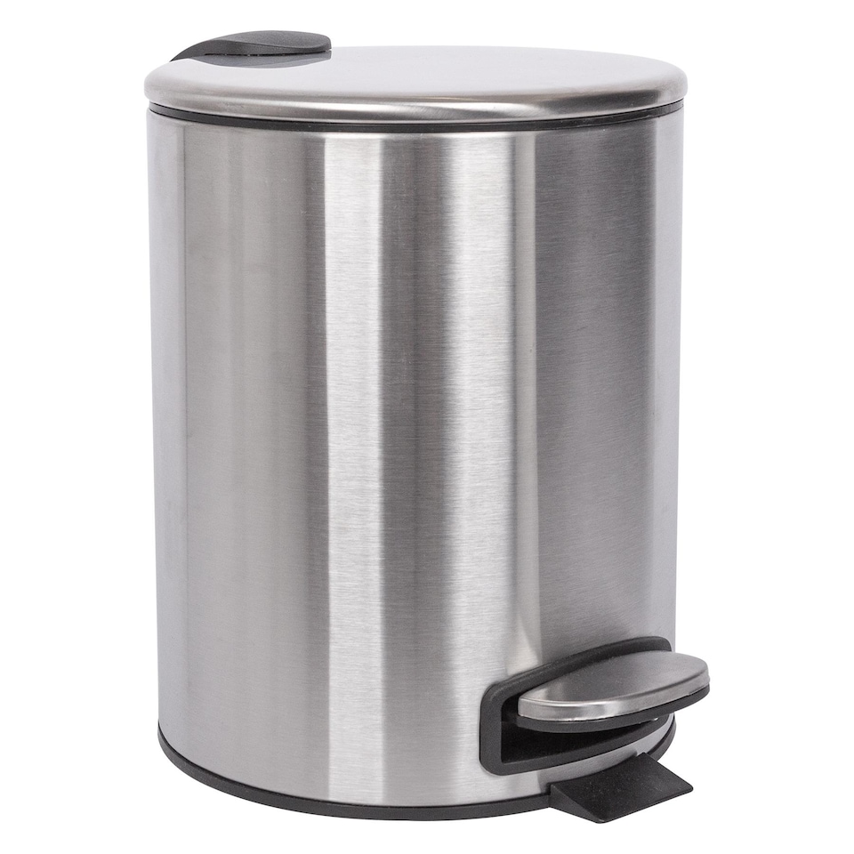 image 1 of Harbour Housewares Round Stainless Steel Pedal Bin - 5L - Brushed