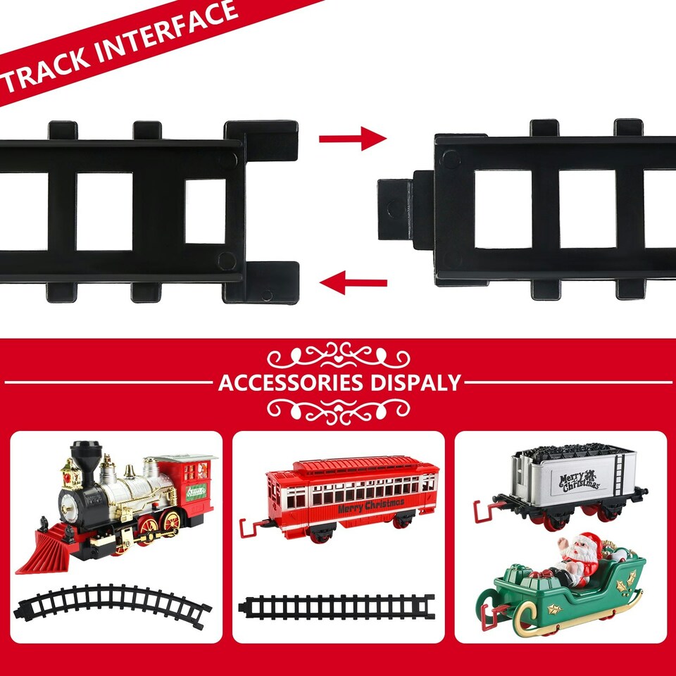 image 1 of Christmas Train Set with Light & Sounds Smoke Effect Christmas Tree Train Set fo Christmas Gift