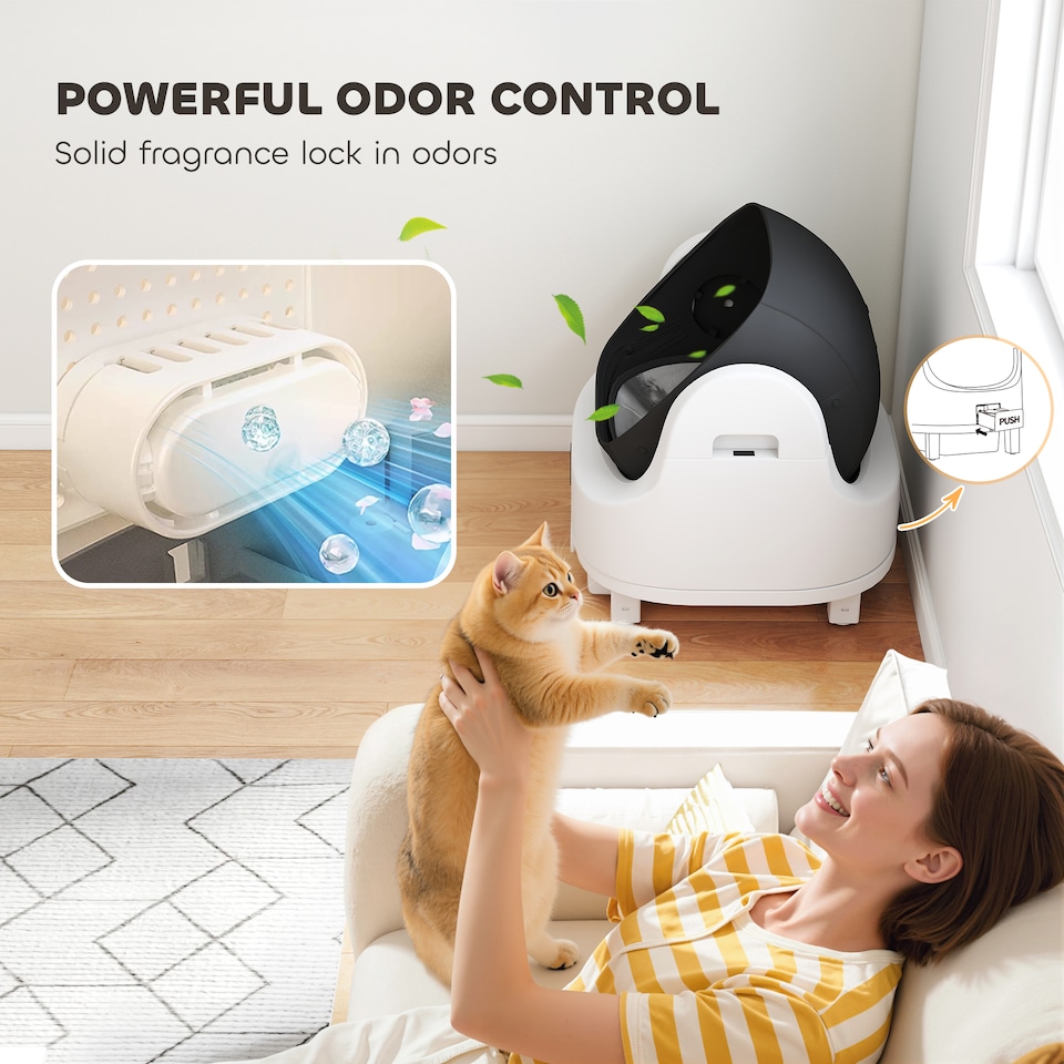 image 1 of PawHut Self Cleaning Cat Litter Tray with Integrated Security Protection