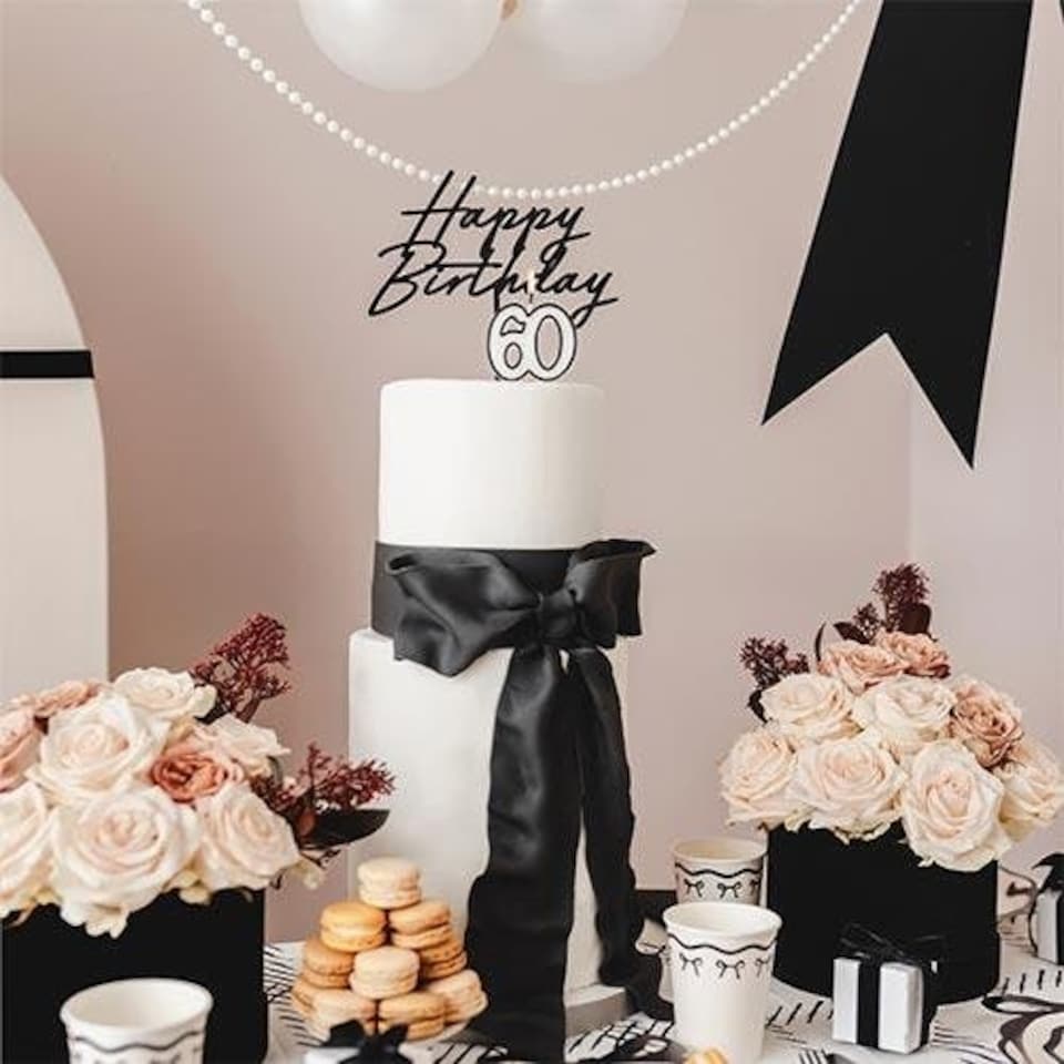 image 1 of Black & White 60th Birthday Elegant Milestone Candle 5.5cm | Black