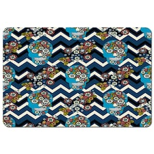 Embroidery colorful simplified ethnic skull Blue pattern (Placemat)