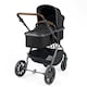 image 3 of Cosmo Travel System & Stratus (Black) - Birth to 22kg (Approx. 4 Years). Convertible Seat, UPF 50+ Hood, Footwarmer, Apron, Raincover, Changing Bag & Mat