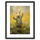 image 1 of Tulips Rabbit Watercolour Kids Nursery 9x7" Black Framed Wall Art Print