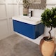image 4 of Balterley Arch Modern Bathroom Wall Hung 1 Drawer Vanity Unit & Ceramic Basin | Blue | Satin Blue