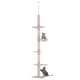 image 6 of PawHut Floor to Ceiling Cat Tree 5-Tier Climbing Tower Scratching Post Beige