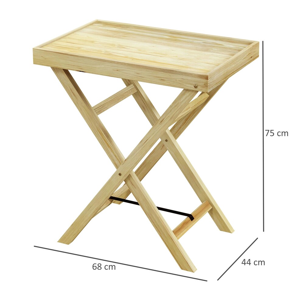 image 1 of Outsunny Wooden Garden Table, Outdoor Side Table 68cmx44cmx75cm, Natural