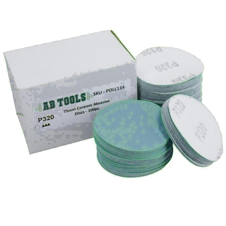 image 1 of 75mm Ceramic Abrasive Sanding Polishing Discs Hook And Loop 320 grit 100pc