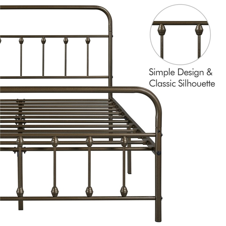 image 1 of Yaheetech Full Classic Iron Platform Bed with High Headboard and Footboard Bronze