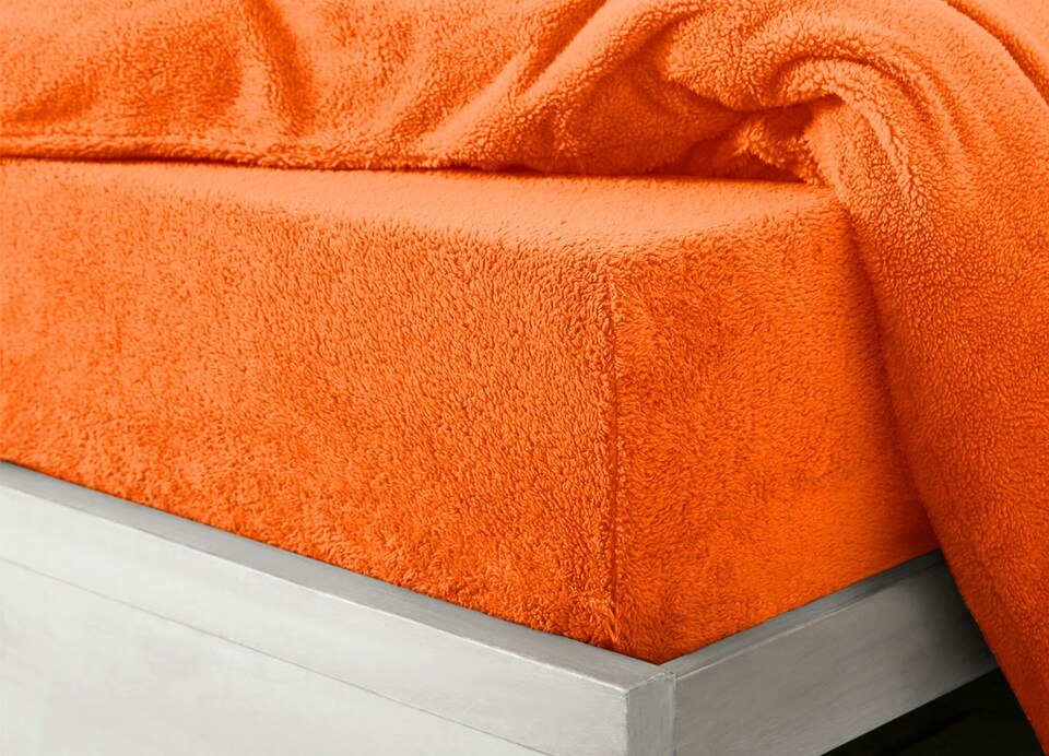 image 1 of Velosso Teddy Fleece Warm and Cosy Fitted Sheet | Orange | Orange | King