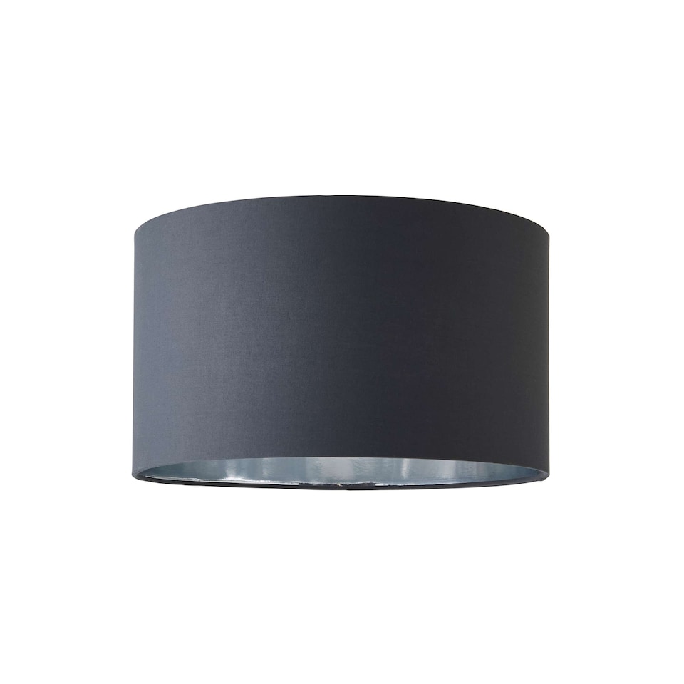 image 1 of ValueLights Reni Medium Charcoal Fabric Chrome Inner Lamp Shade | Grey