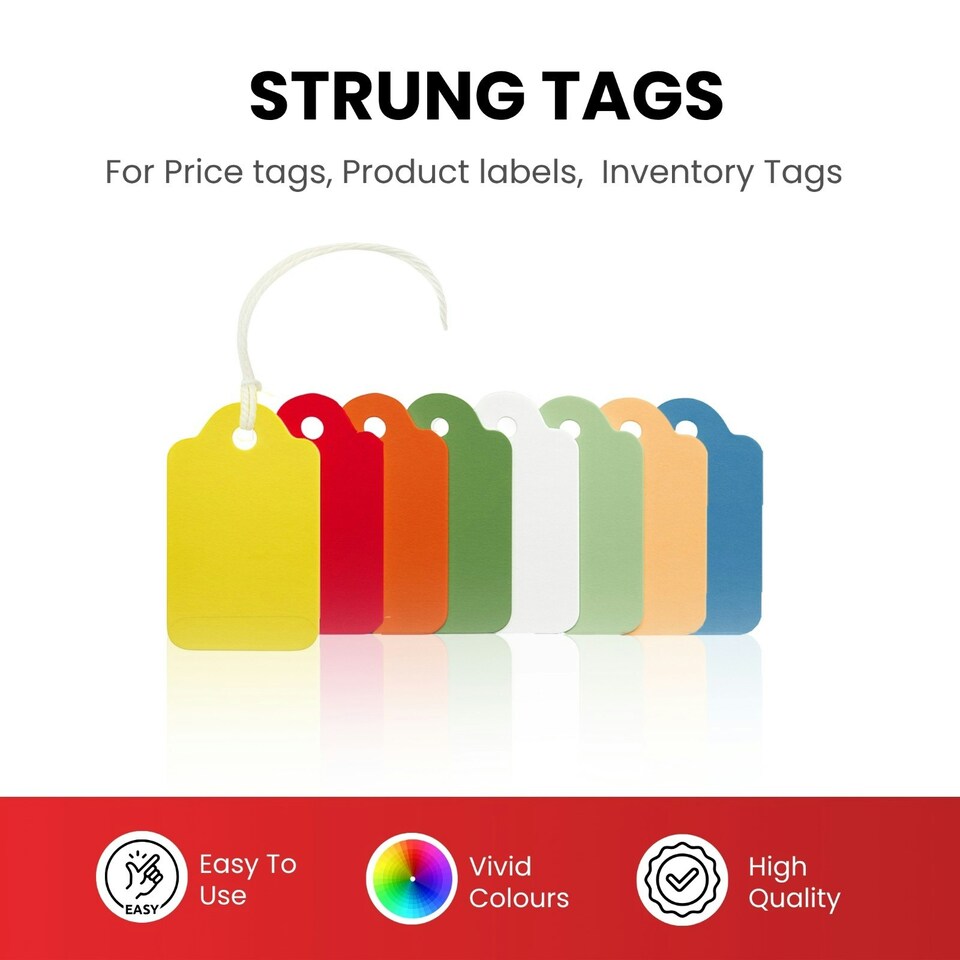 image 1 of Pack of 100 Large White Strung Tags 36 x 53mm