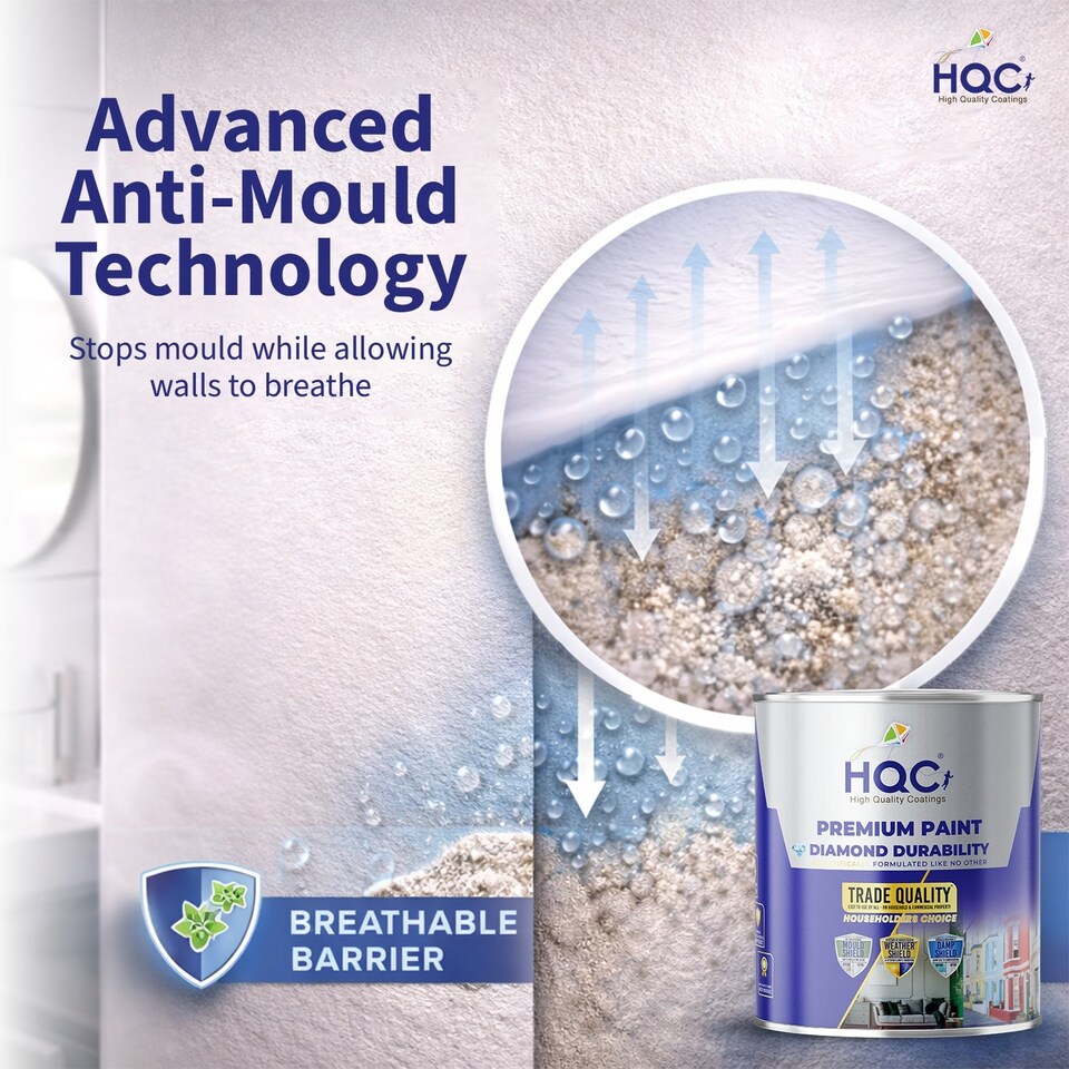 image 1 of HQC Anti Mould Paint - Prevents Mould on Interior Walls & Ceilings - Dove Grey - 2.5L